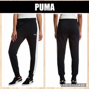 puma joggers white stripe